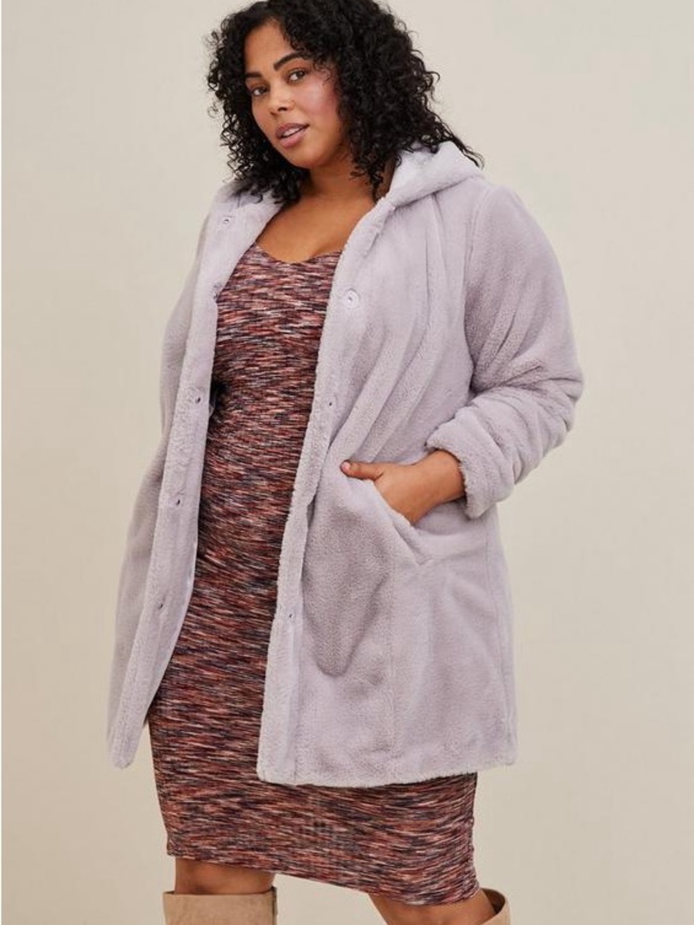 Torrid Lavender Grey Faux Fur Jacket NWT